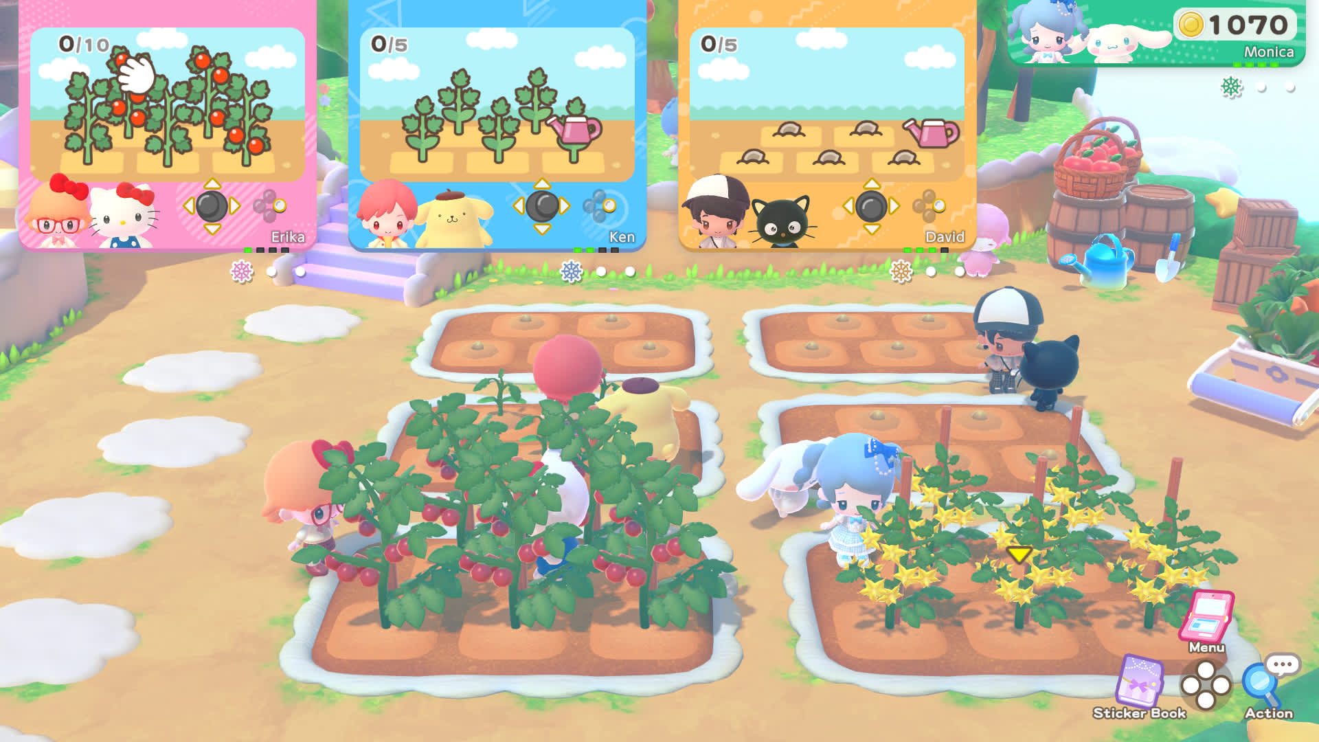 Hello Kitty Party Land screenshot: farm plots in Party Land.